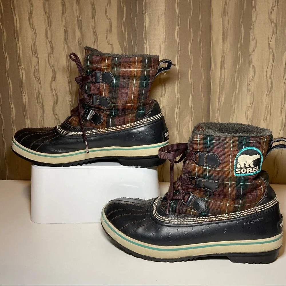 Sorel Tivoli Women’s 9 Waterproof Mulberry Brown Plaid Lined NL1654-207